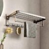 Полка Nest Sunny прямая откидная с перекладиной и крючками в ванную Графит 60см