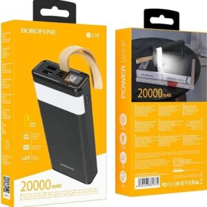 Повербанк BOROFONE BJ18-20000мАч Power Bank с цифровым дисплеем, фонарем, 2хUSB Черный BYT