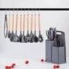 Набор кухонных принадлежностей на подставке TS Kitchen 19 штук из силикона с бамбуковой ручкой Серый