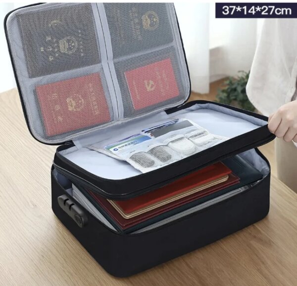 Органайзер папка для документов с кодовым замком на 2 отделения Черный