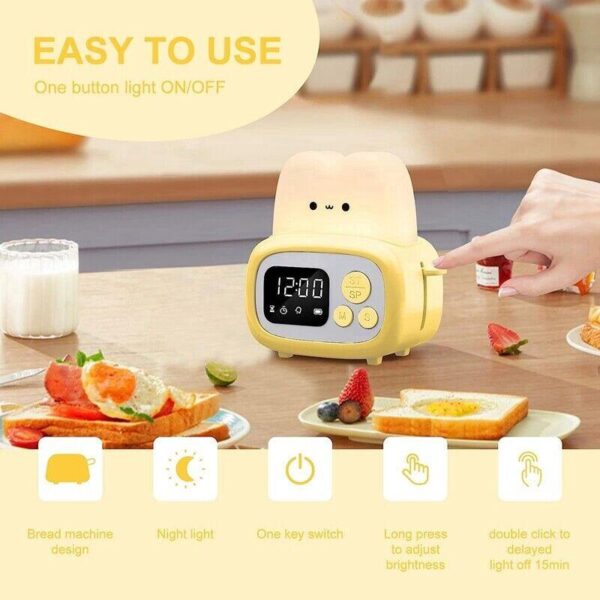 Настольные часы с будильником Желтый, Тостер /Детские часы с LED подсветкой