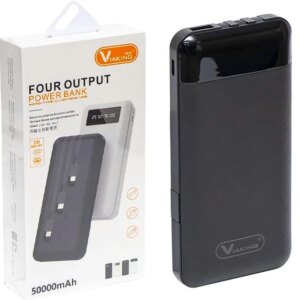 Павербанк 50000 mAh встроенные кабели USB, micro USB, Type-C, Lightning с Подставкой для телефона, Портативна