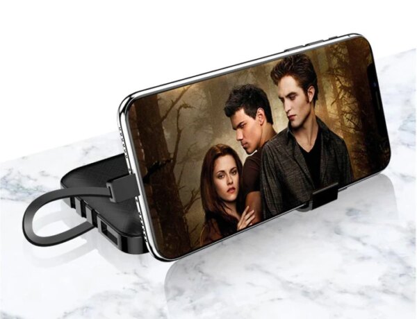 Павербанк 50000 mAh встроенные кабели USB, micro USB, Type-C, Lightning с Подставкой для телефона, Портативна