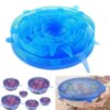 Набор многоразовых силиконовых крышек для посуды 6 штук Super Stretch SILICONE Lids СИНИЕ