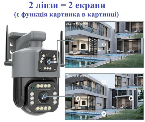 Уличная 4G камера V380 8Мп 2 объектива удаленный просмотр поддержка SIM-карт вращение сигнализация