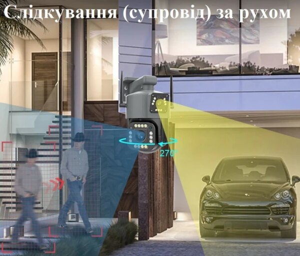 Уличная 4G камера V380 8Мп 2 объектива удаленный просмотр поддержка SIM-карт вращение сигнализация