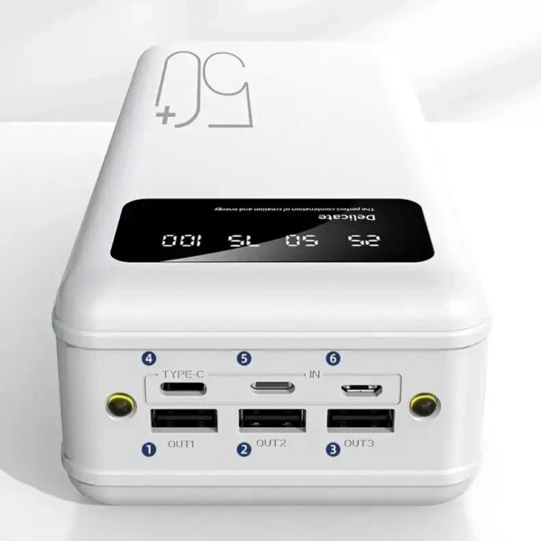 Повербанк power bank Viaking 50000 mAh YM-500  3 USB Type-C  с фонариком Белый