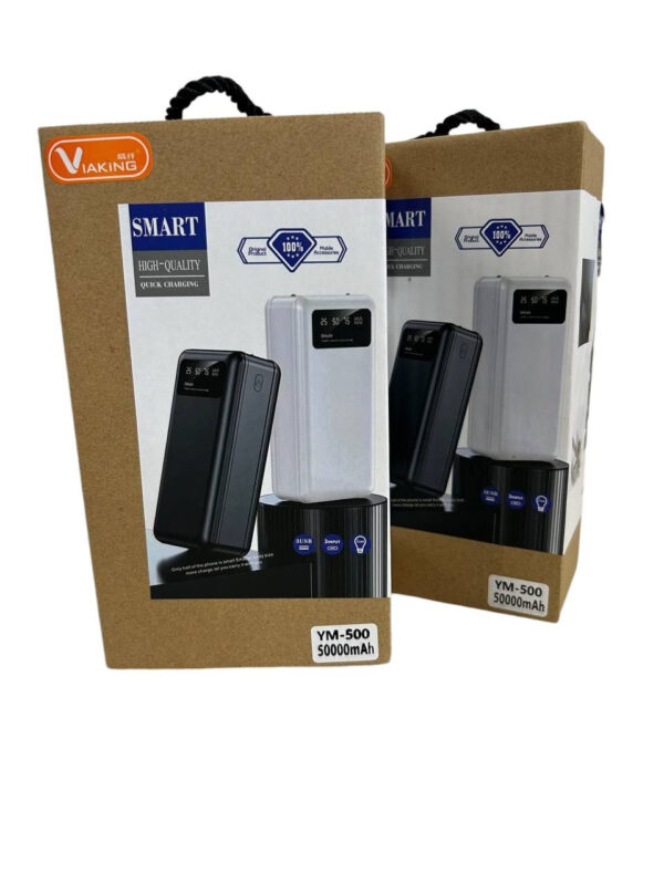 Повербанк power bank Viaking 50000 mAh YM-500  3 USB Type-C  с фонариком Белый
