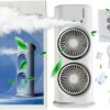 Вентилятор настольный двойной с охлаждением Double-ended Spray Fan LED подсветка 3 скорости пульт