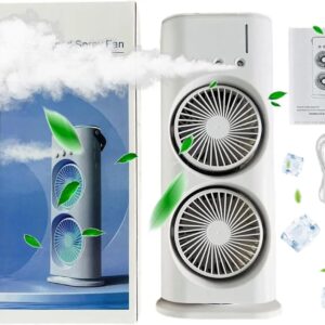 Вентилятор настольный двойной с охлаждением Double-ended Spray Fan LED подсветка 3 скорости пульт