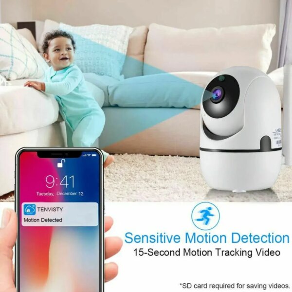 Беспроводная IP камера QC011 для видеонаблюдения дома Wifi поворотная со звуком и ночным видением