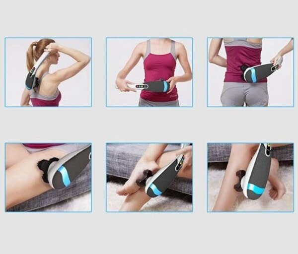 Вибромассажер для спины и тела Magic Touch massager HSM 50303 4в1 Серый с насадками