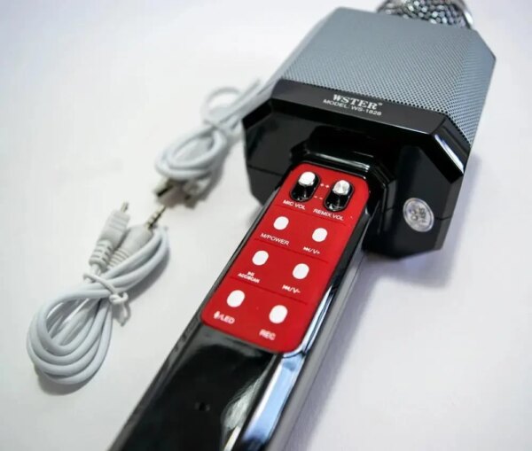 Караоке микрофон WSTER WS-1828 c LED подсветкой (4 Голоса/USB/Bluetooth)