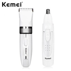 Машинка для стрижки Kemei KM-2172 беспроводная 2 в 1 с триммером для носа и ушей + 4 насадки 3 Вт Белая