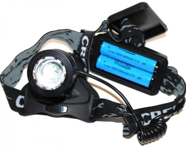 Налобный фонарь LED T6 со встроенным аккумулятором 2*18650 Bailong BL-2199-T6 черный