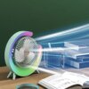 Вентилятор электрический USB 3-скоростной с цветной подсветкой 180° бесшумный