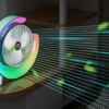 Вентилятор электрический USB 3-скоростной с цветной подсветкой 180° бесшумный