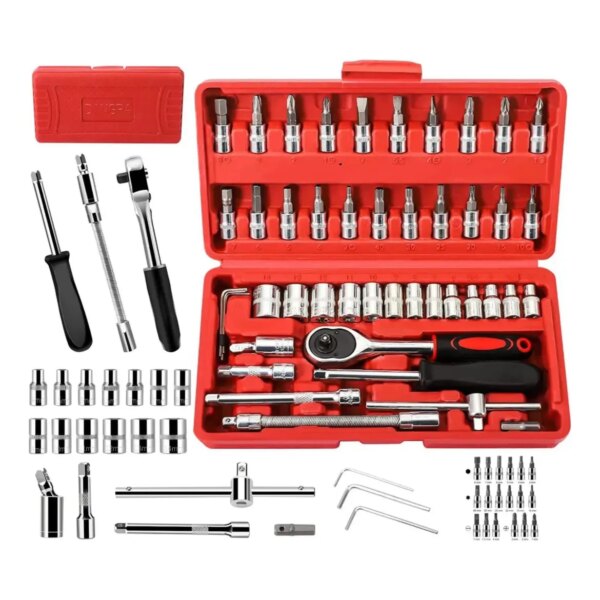 Автомобильный Набор Инструментов Piece Tool Set на 46 Ручных Инструментов в Пластиковом Кейсе