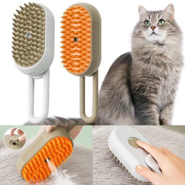 Щетка-массажер-спрей паровая Pet Spray Massage Brush 3в1 для вычесывания собак и кошек Белый