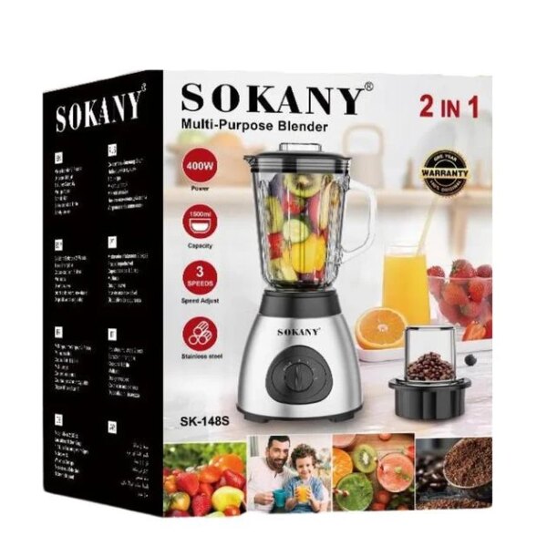 Многофункциональный стационарный блендер Sokany 400Вт с объемом чаши 1.5л SK-148