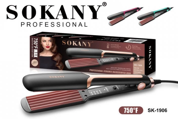 Щипцы гофре для волос Sokany SK-1906 профессиональные утюжок плойка с индикатором работы 40 Вт Черный