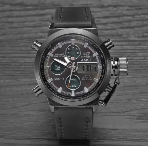 Армейские мужские часы AMST 3003 Black (противоударные с подсветкой)