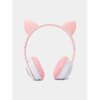 Беспроводные наушники с кошачьими ушками Cat MZ-023 Гарнитура RGB подсветкой FM microSD Розовые