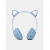 Наушники с кошачьими ушками беспроводные и RGB подсветкой FM радио, micro SD Cat MZ-023 Синие