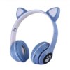 Наушники с кошачьими ушками беспроводные и RGB подсветкой FM радио, micro SD Cat MZ-023 Синие