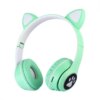 Наушники с кошачьими ушками Bluetooth и RGB подсветкой FM радио, Поддержка карты памяти Cat MZ-023 Бирюзовые