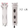 Детская подушка для сна Кот Батон 70 см, Серый / Плюшевая игрушка подушка длинный котенок