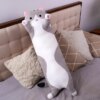 Детская подушка для сна Кот Батон 70 см, Серый / Плюшевая игрушка подушка длинный котенок