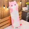 Мягкая детская игрушка Кот Батон 70 см, Розовый / Плюшевая игрушка подушка длинный котенок