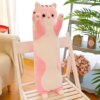 Мягкая детская игрушка Кот Батон 70 см, Розовый / Плюшевая игрушка подушка длинный котенок