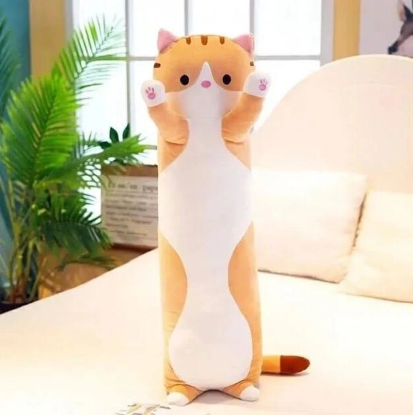 Игрушка детская Кот Батон 70 см Коричневый / Плюшевая игрушка подушка длинный котенок