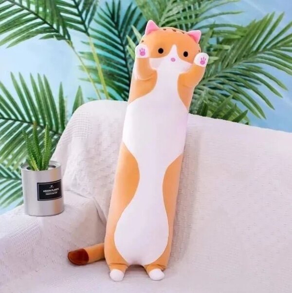 Игрушка детская Кот Батон 70 см Коричневый / Плюшевая игрушка подушка длинный котенок