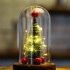 Ночник "Новогодняя елка" в стеклянной колбе с Led подсветкой и шарами со светодиодной гирляндой