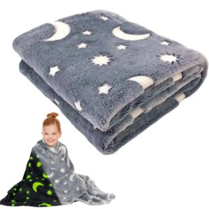 Светящийся теплый и нежный плед для детей и подростков 100x150 Magic Blanket Серый
