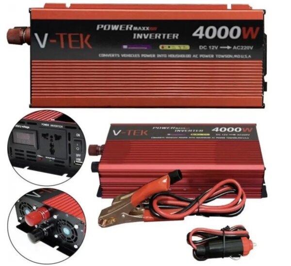 Преобразователь напряжения инвертор с дисплеем V-TEK 4000W 12-220V Автомобильный преобразователь Подробнее: ht