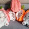 Детская интерактивная мягкая игрушка "зайчик" дышащий, ночник музыкальный для сна с подсветкой