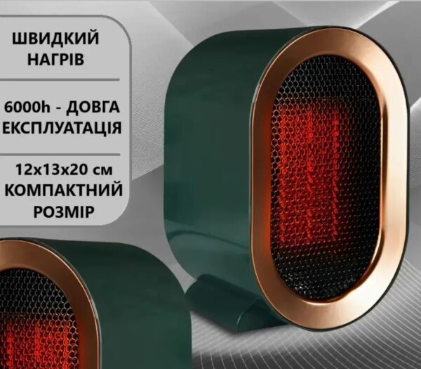 Керамический обогреватель настольный энергосберегающий 1200W Портативный обогреватель 2 уровня мощности Синий
