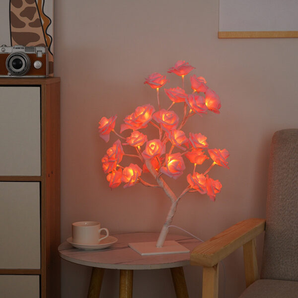 Светодиодное дерево, "Розовые Розы"  (NNG-05) (24 LED (теплый свет) 220V)