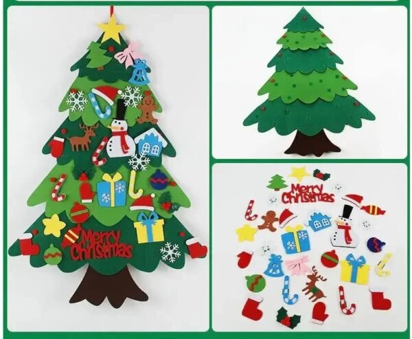 Детская Рождественская елочка из фетра Без игрушек Chrismas Free елочка на стену 95x70 см