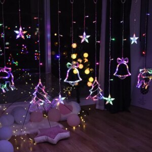Гирлянда штора Мульти с формами колокольчики 12 PCS light RGB