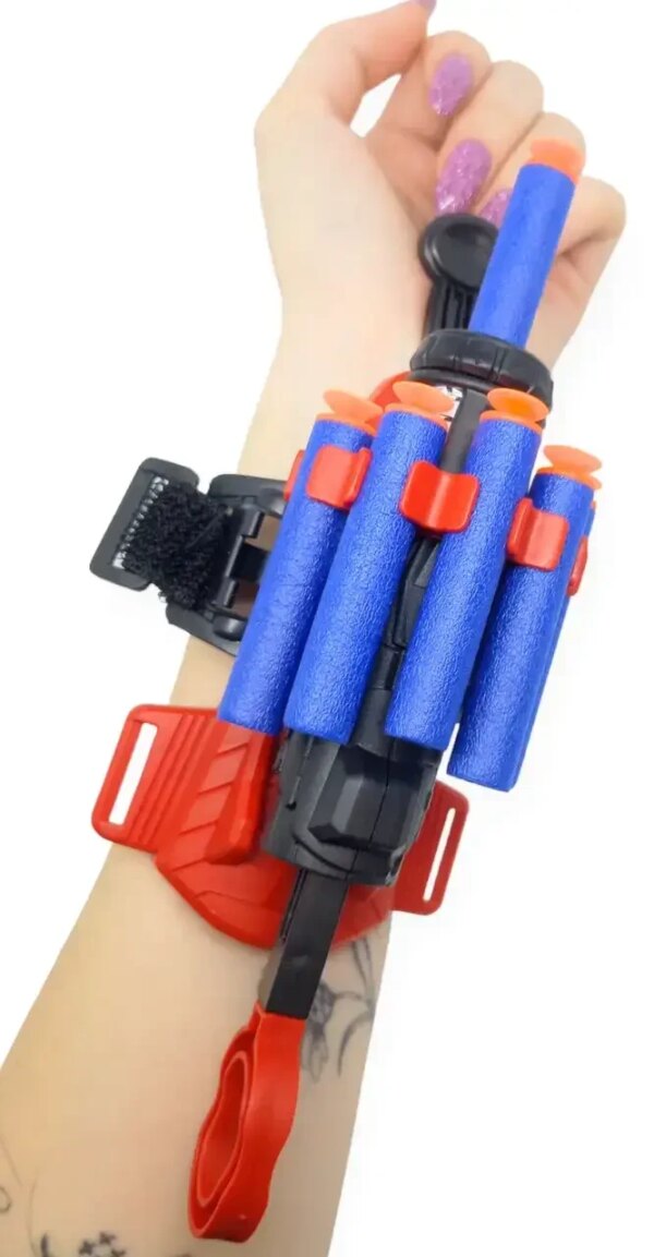 Детская игрушечная перчатка-бластер Человек паук Spider Man Gloves Игровой пистолет стреляет мягкими пулями
