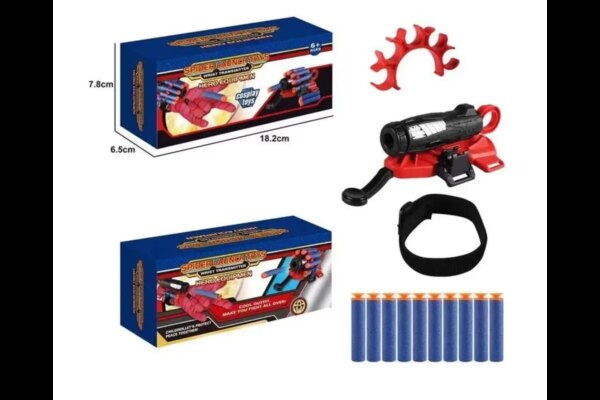 Детская игрушечная перчатка-бластер Человек паук Spider Man Gloves Игровой пистолет стреляет мягкими пулями