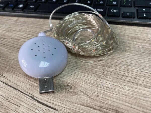 Гирлянда проволока музыкальная USB теплый белый 10м SF-3