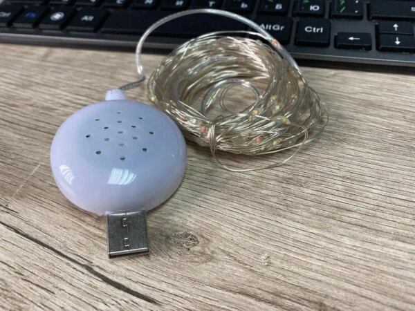 Гирлянда проволока музыкальная прозрачный провод USB RGB разноцветная SF-4