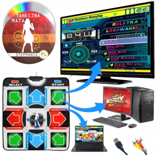 Танцевальный коврик usb для ПК компьютера PC Dance mat  Dance Pad улучшенный с CD